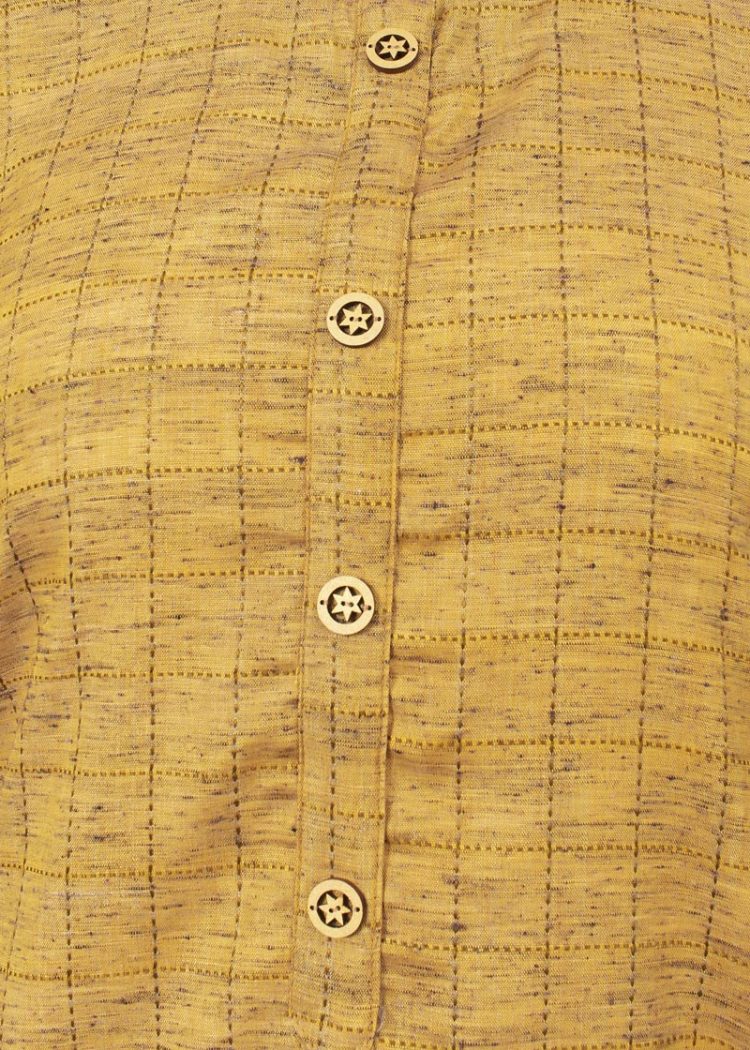 Mustard Checks Kurti with Buttons - Image 5