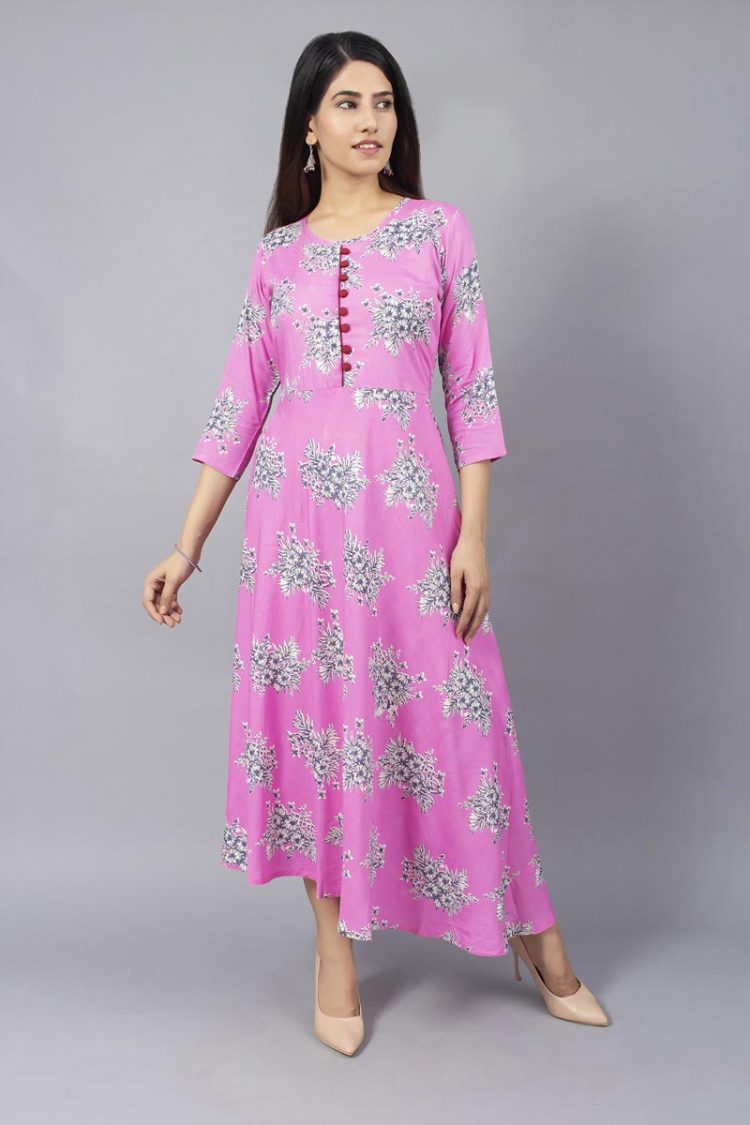 Steezy Pink Flower Printed Kurti - Image 3