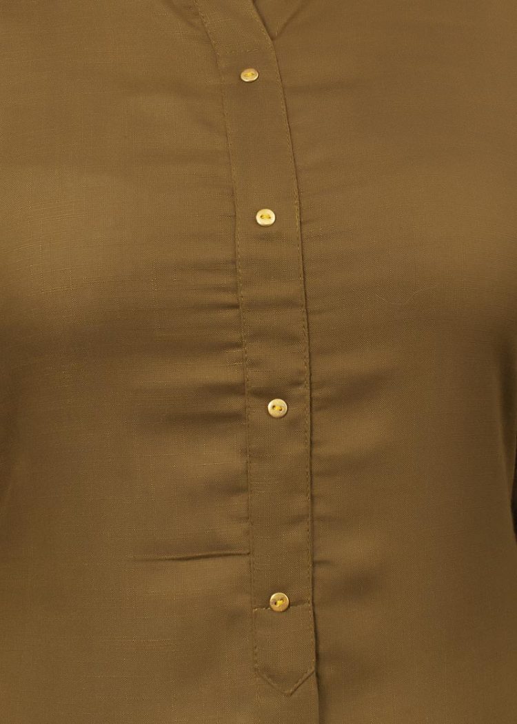 Unadorned Plain Olive Colored Solid Kurti - Image 6