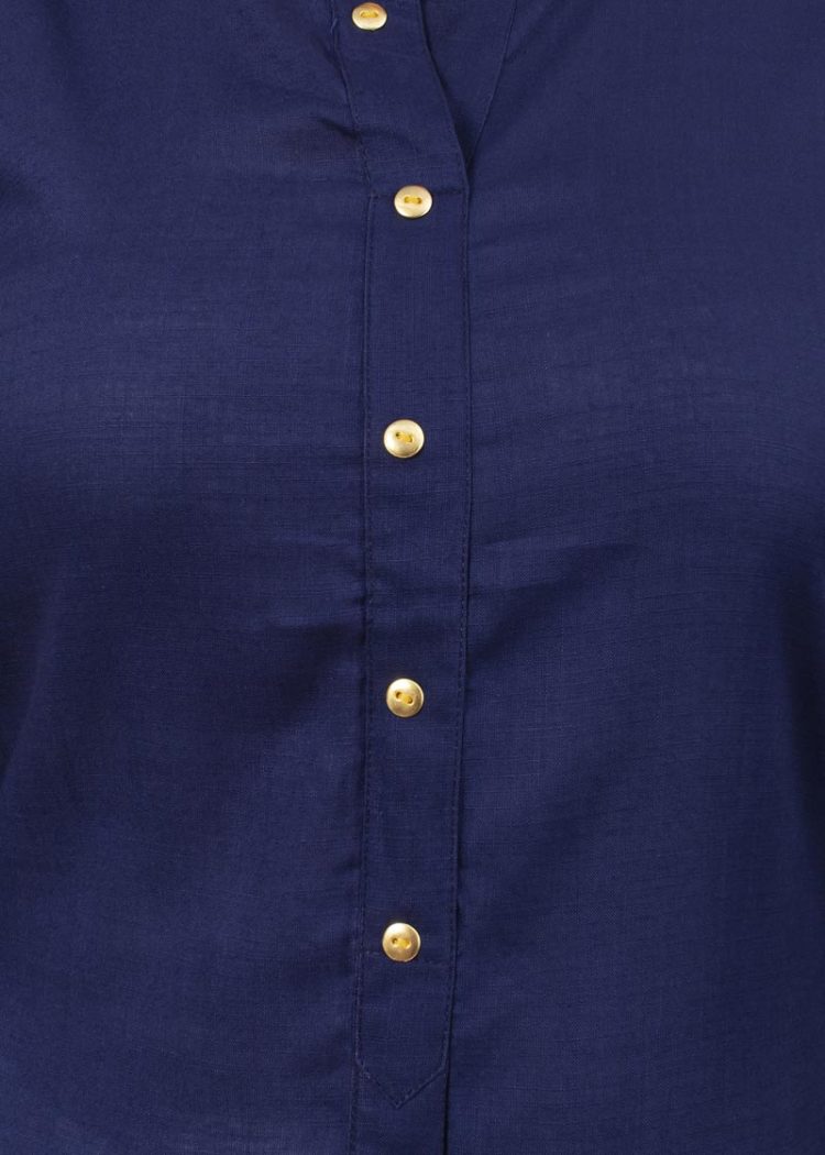 Sheer Solid Navy Blue Kurti with Bell Sleeves - Image 6