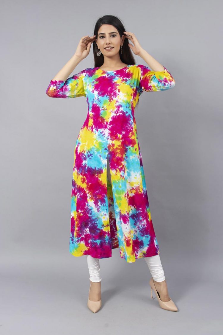 kaleidoscopic Front Slit Kurti - Image 2