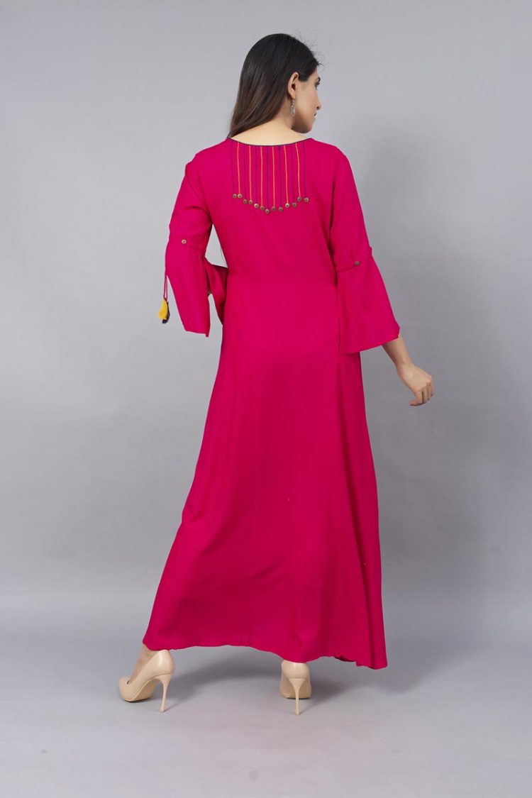 Stylish Pink Kurti with Pom Pom - Image 5