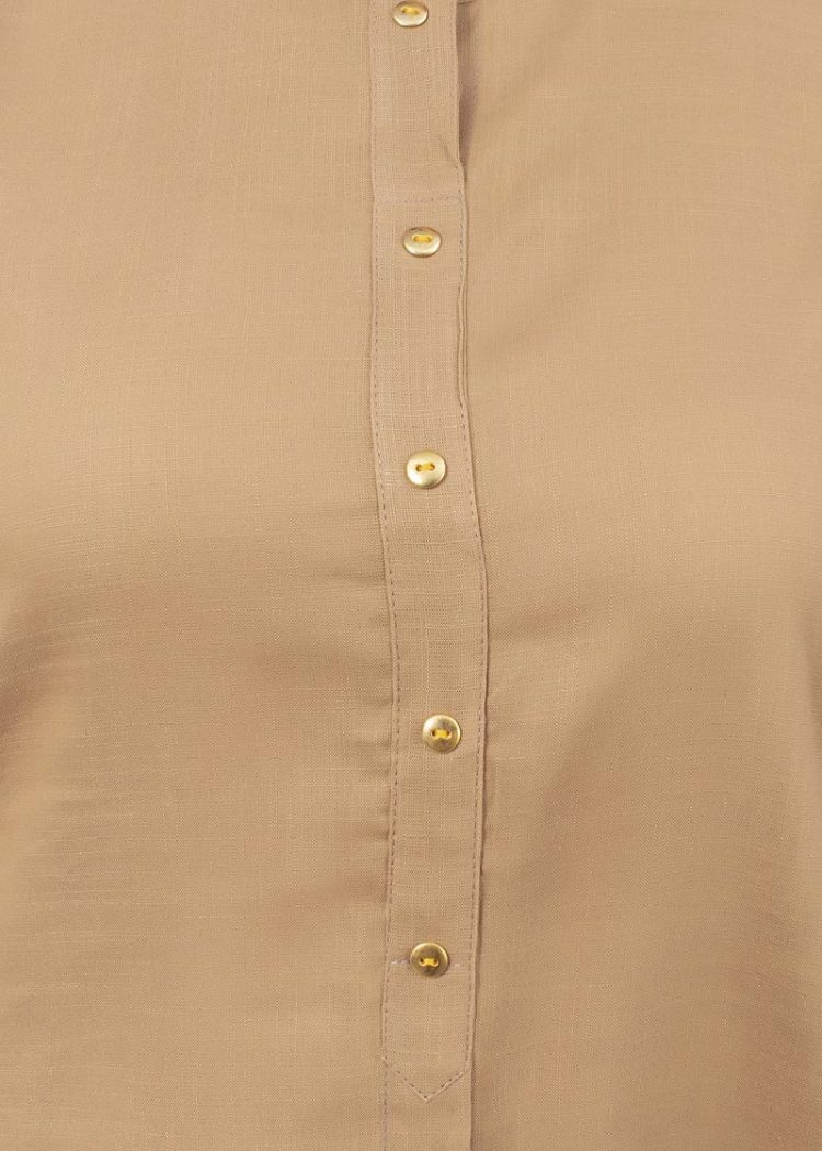 Sheer Solid Light Brown Kurti With Bell Sleeves - Image 5